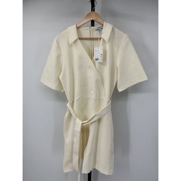 COS Jackets & Blazers - COS Women's Wrap-Effect Playsuit Cream Sleeved Jumpsuit M
